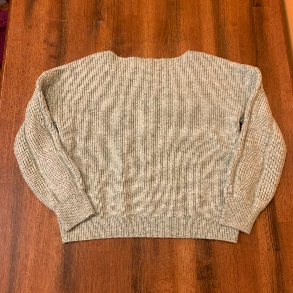 Tahari sweater women’s Large Sage Green boatneck thick casual cable knit - Picture 5 of 6